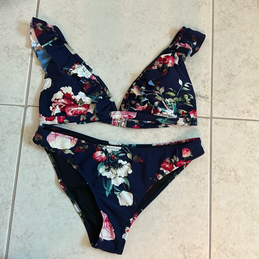 Floral Kids 2 Piece Swimsuit - Cupshe- M